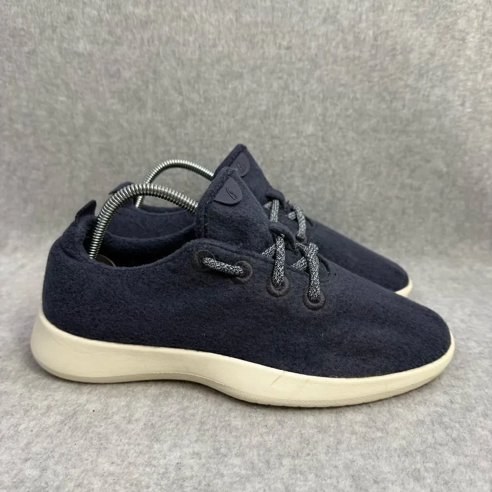 Allbirds Shoes Womens 8 Wool Runner WR Navy Blue White‎ Low Top Casual Sneakers